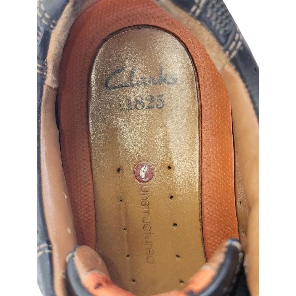 Clarks Unstructured Un.Ravel Men's Black Leather Lace Up Oxfords Shoe Sz 11.5‎ W